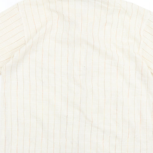 Vieste Mens Beige Striped Polyester Button-Up Size S Collared Button