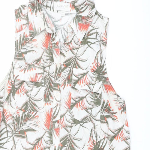 Apricot Womens Multicoloured Geometric Polyester Shirt Dress Size 12 Collared Button - Leaf pattern