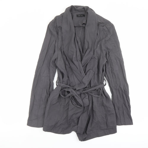 New Look Womens Grey Jacket Size 14 Tie