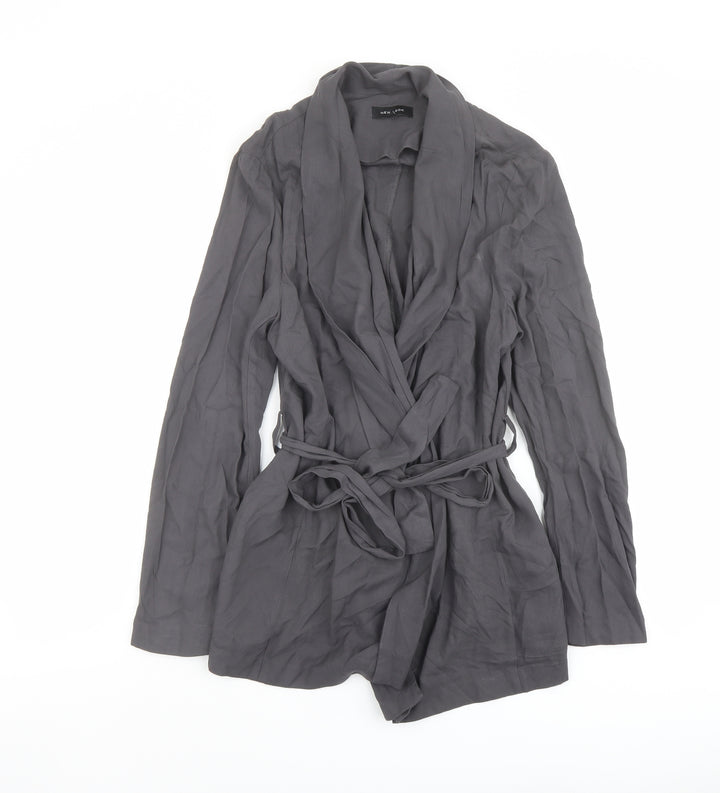 New Look Womens Grey Jacket Size 14 Tie
