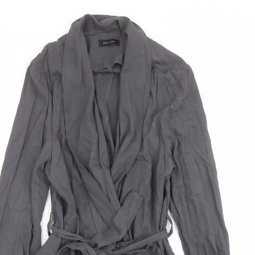 New Look Womens Grey Jacket Size 14 Tie