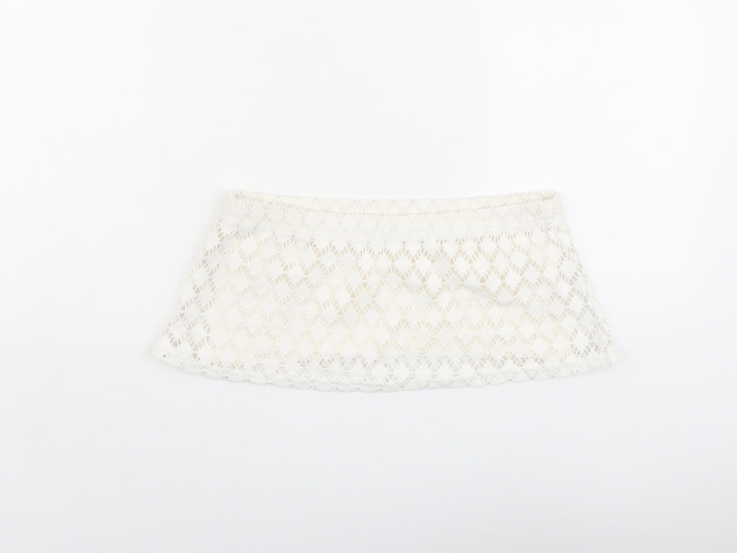 Boohoo Womens Ivory Polyester Cropped Tank Size 10 Square Neck - Bralette Bandeau