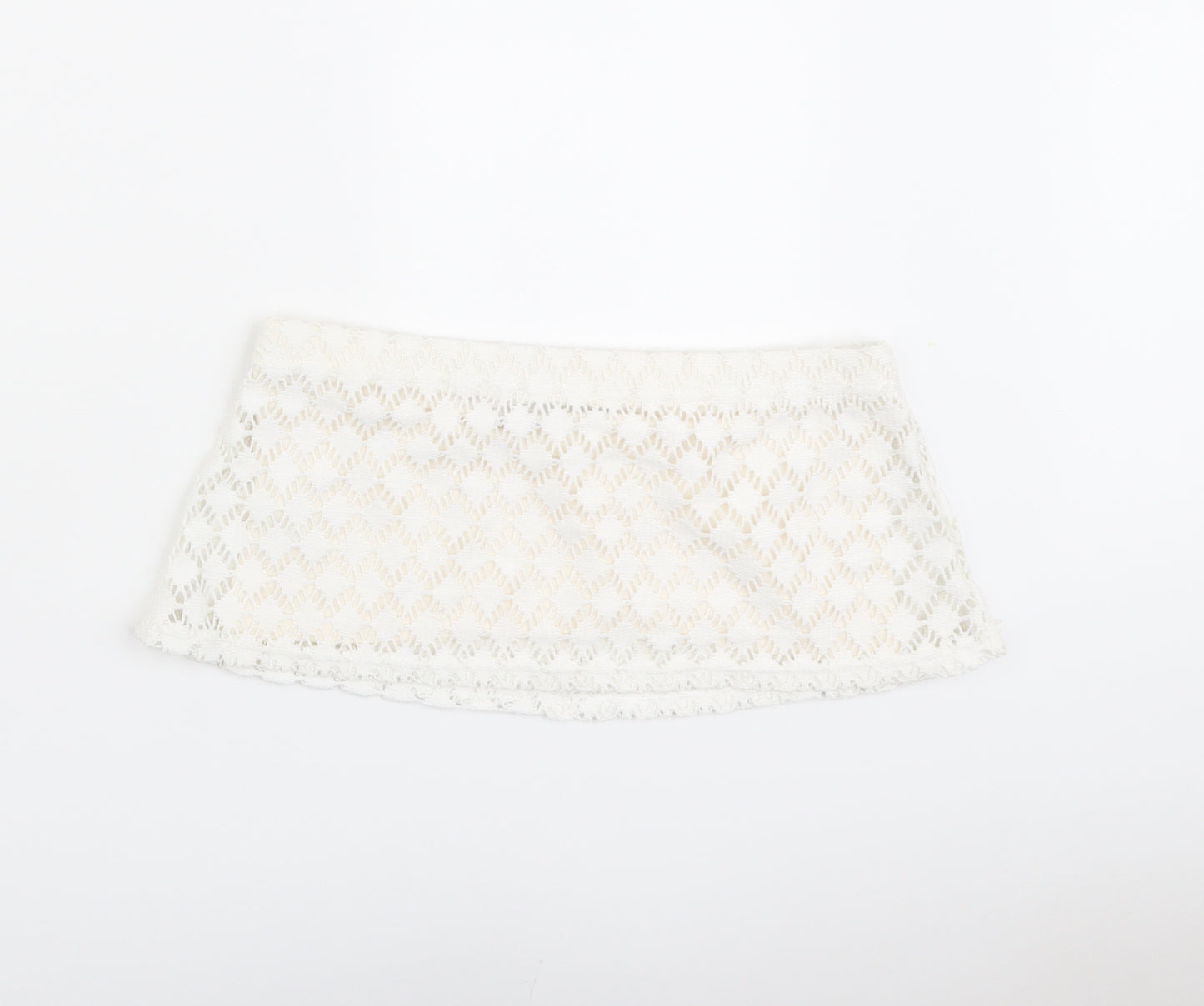 Boohoo Womens Ivory Polyester Cropped Tank Size 10 Square Neck - Bralette Bandeau
