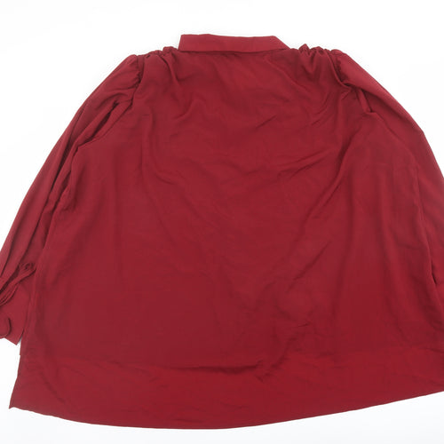 In the Style Womens Red Polyester Basic Button-Up Size 18 Collared - Tie Sleeve Detail