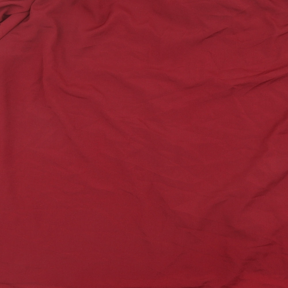 In the Style Womens Red Polyester Basic Button-Up Size 18 Collared - Tie Sleeve Detail