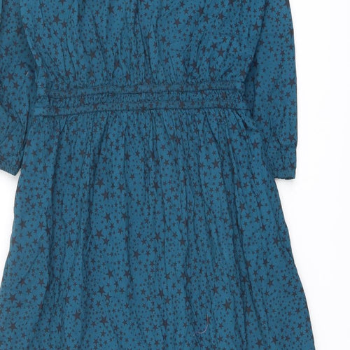 Joules Womens Blue Geometric Cotton Maxi Size 14 V-Neck Pullover - Star pattern
