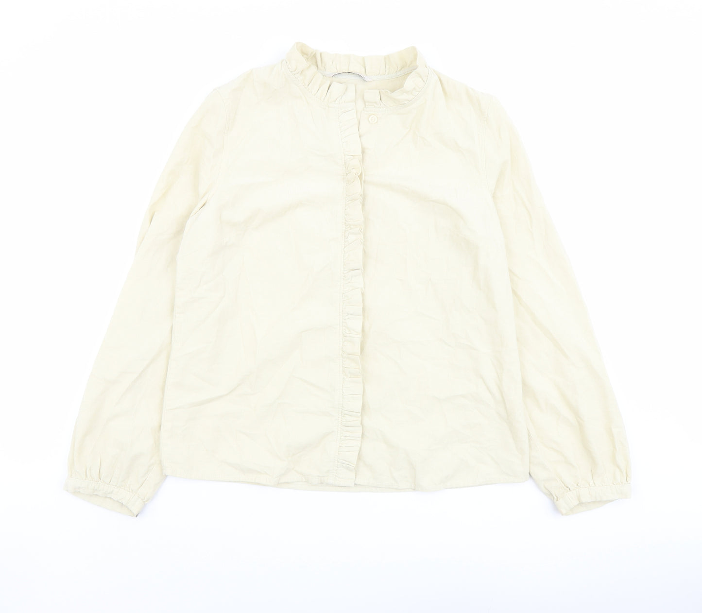 TU Womens Ivory Cotton Basic Button-Up Size 10 Mock Neck