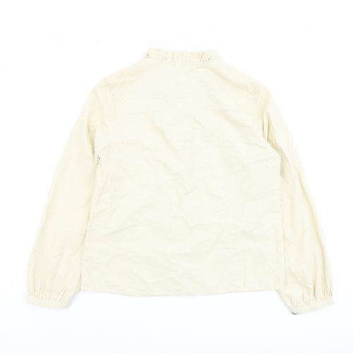 TU Womens Ivory Cotton Basic Button-Up Size 10 Mock Neck