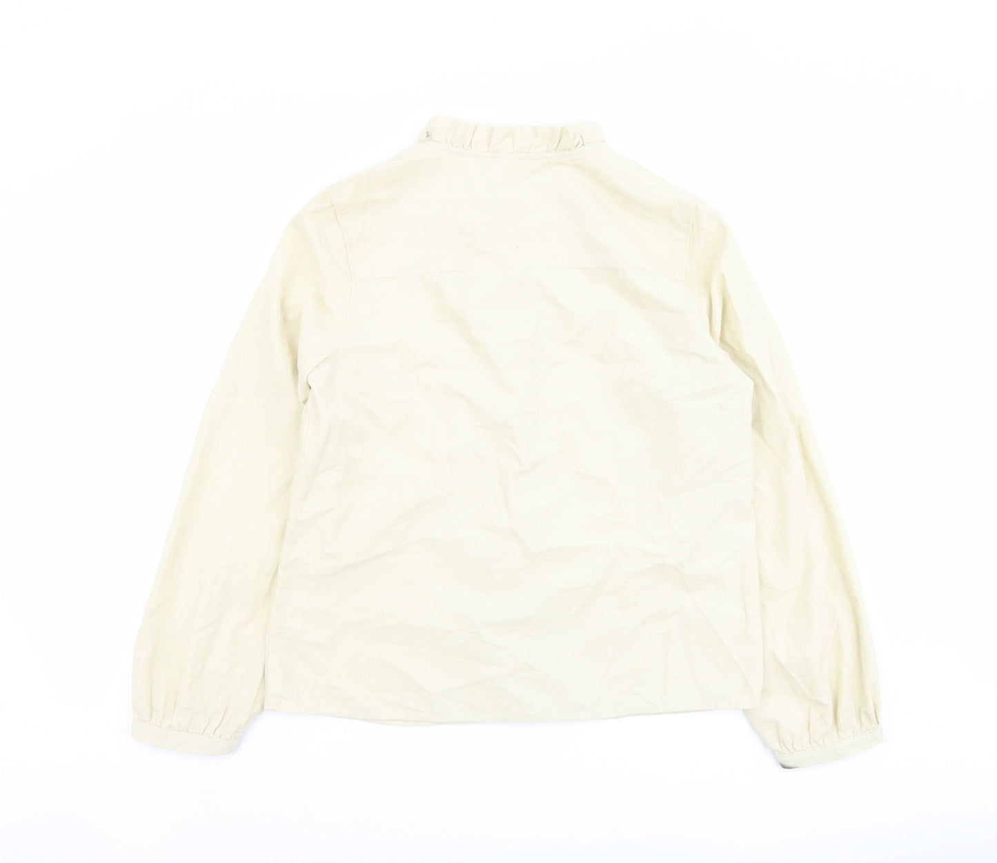 TU Womens Ivory Cotton Basic Button-Up Size 10 Mock Neck