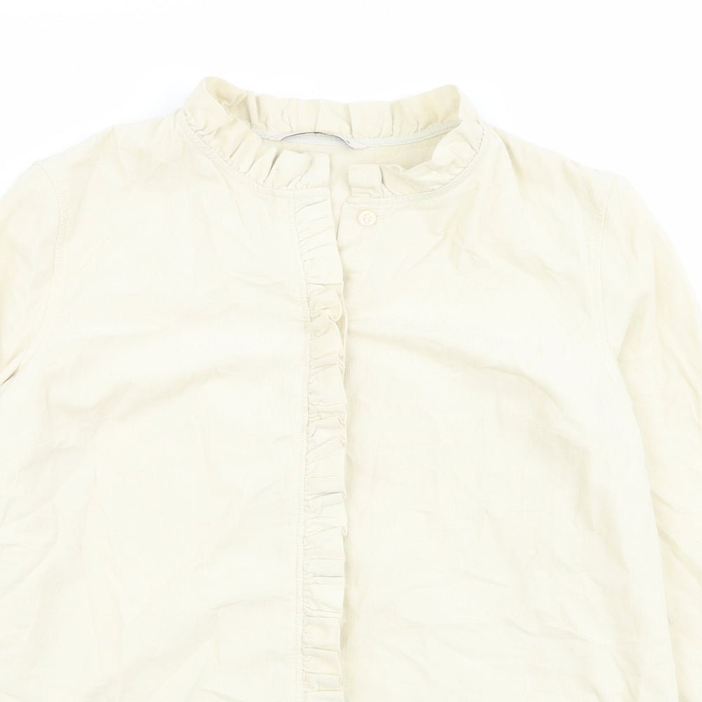 TU Womens Ivory Cotton Basic Button-Up Size 10 Mock Neck