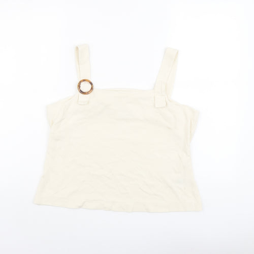 NEXT Womens Ivory Viscose Basic Tank Size 16 Square Neck