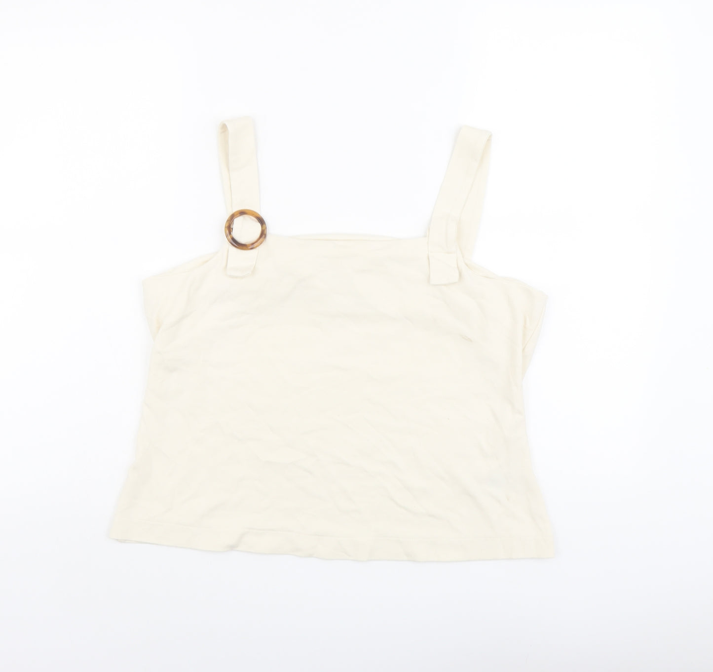 NEXT Womens Ivory Viscose Basic Tank Size 16 Square Neck