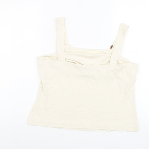 NEXT Womens Ivory Viscose Basic Tank Size 16 Square Neck
