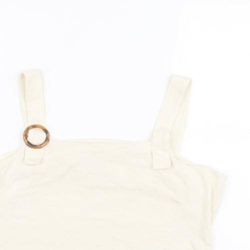 NEXT Womens Ivory Viscose Basic Tank Size 16 Square Neck