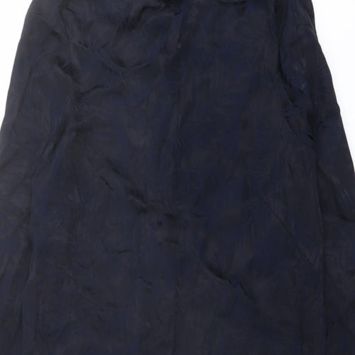 H&M Womens Blue Geometric Viscose A-Line Size 10 Round Neck Button