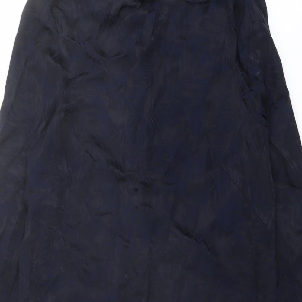 H&M Womens Blue Geometric Viscose A-Line Size 10 Round Neck Button