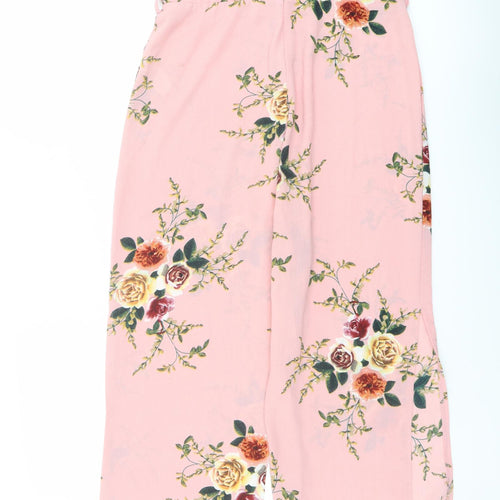 Quiz Womens Pink Floral Polyester Jumpsuit One-Piece Size 6 Zip