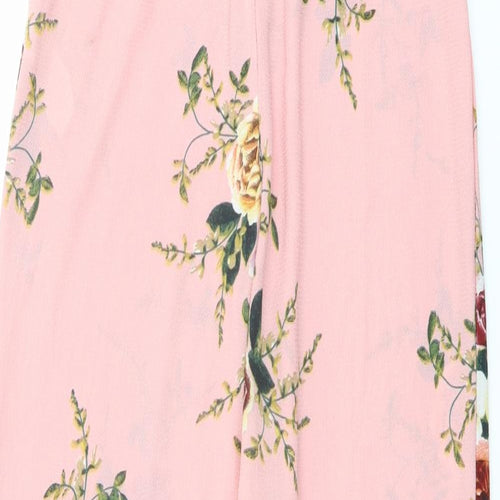 Quiz Womens Pink Floral Polyester Jumpsuit One-Piece Size 6 Zip