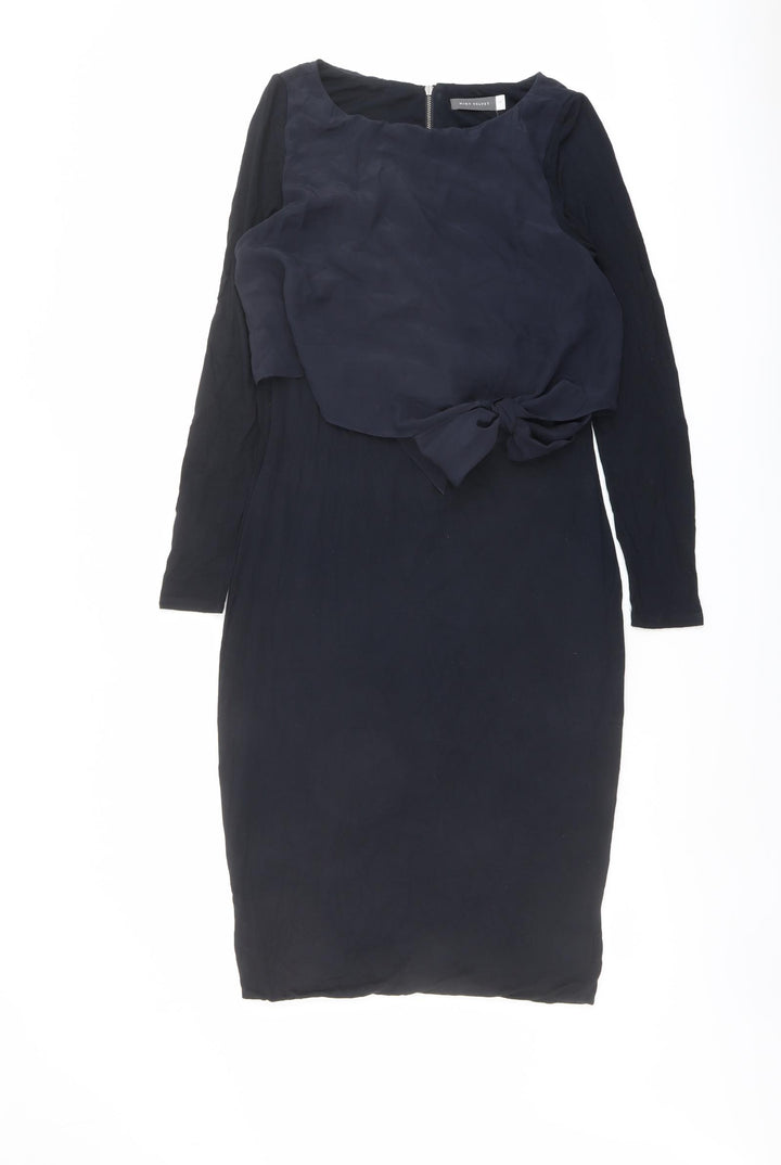 Mint Velvet Womens Blue Polyester Pencil Dress Size 10 Boat Neck Zip