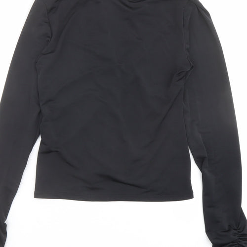 As You Womens Black Polyester Basic Button-Up Size 10 Collared - Ruched Detail