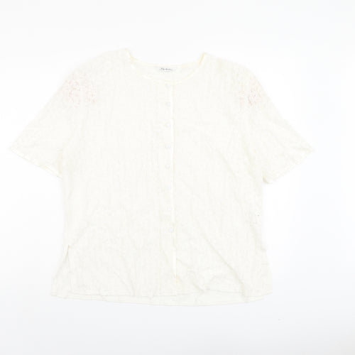 Berkertex Womens Ivory Viscose Basic Button-Up Size 20 Round Neck