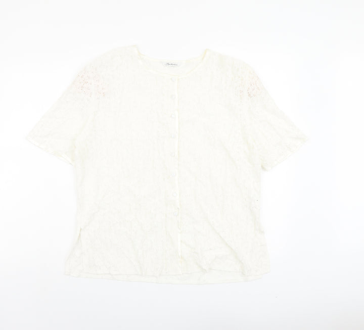 Berkertex Womens Ivory Viscose Basic Button-Up Size 20 Round Neck