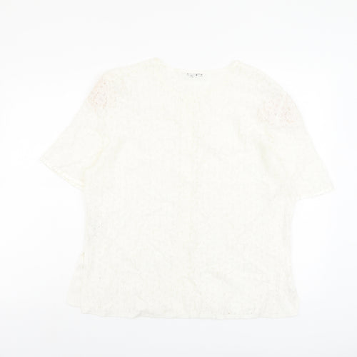 Berkertex Womens Ivory Viscose Basic Button-Up Size 20 Round Neck