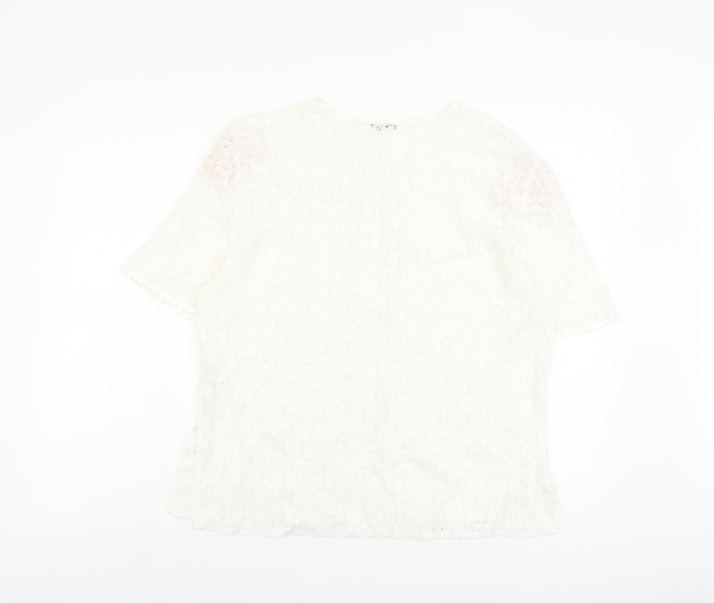 Berkertex Womens Ivory Viscose Basic Button-Up Size 20 Round Neck