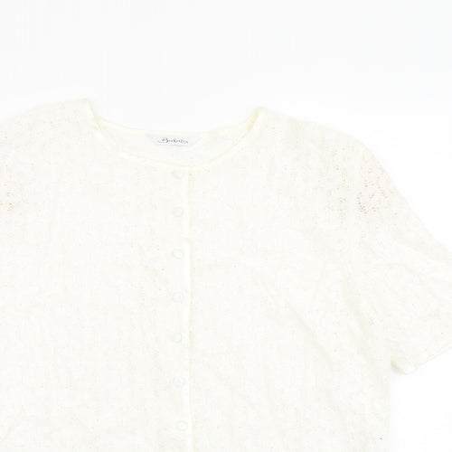 Berkertex Womens Ivory Viscose Basic Button-Up Size 20 Round Neck