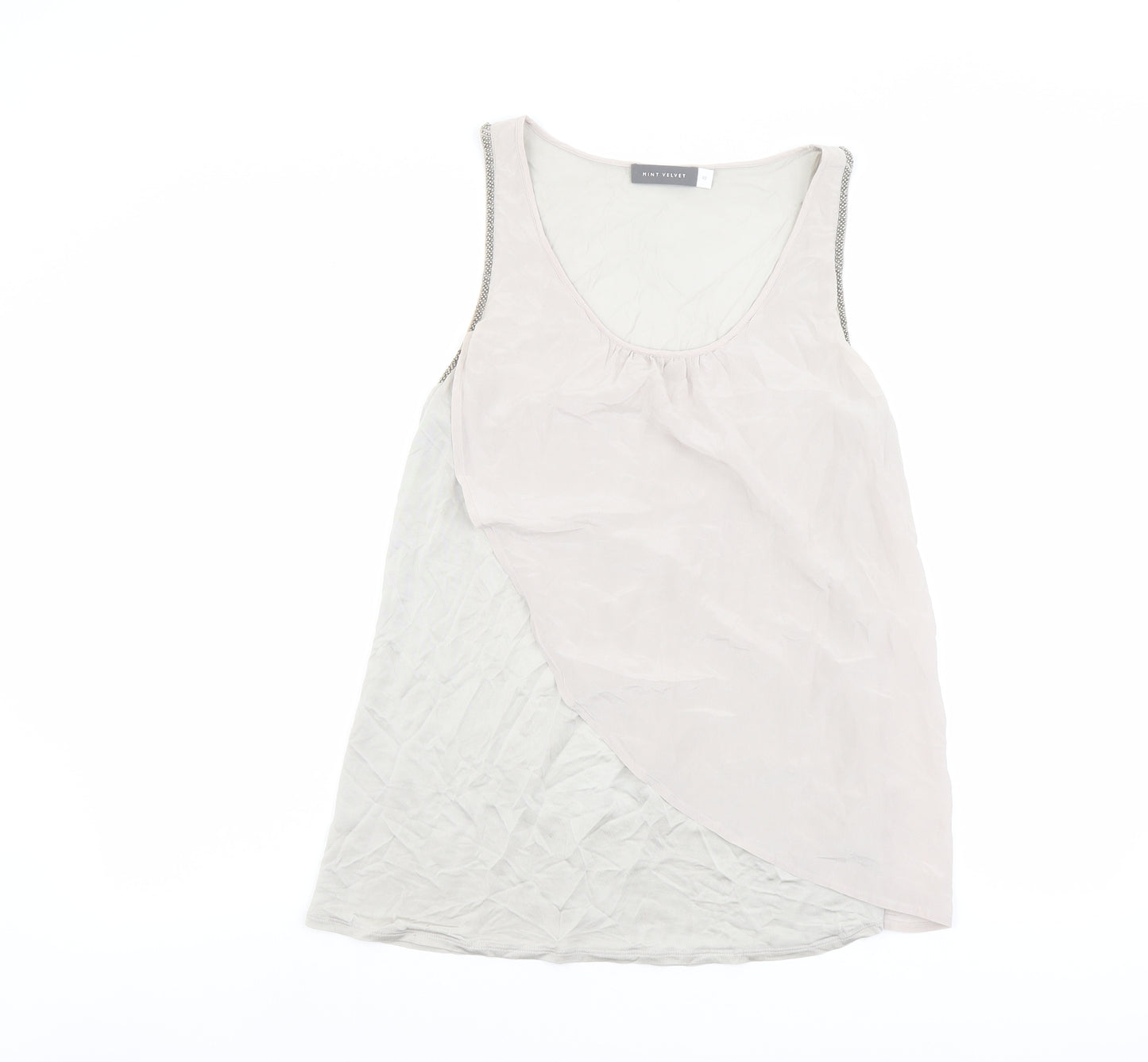 Mint Velvet Womens Beige Paisley Viscose Basic Tank Size 10 Scoop Neck