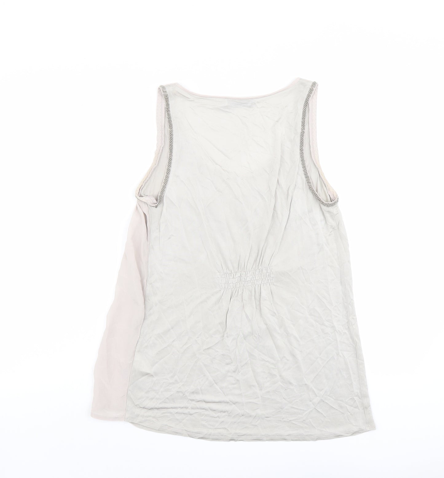 Mint Velvet Womens Beige Paisley Viscose Basic Tank Size 10 Scoop Neck