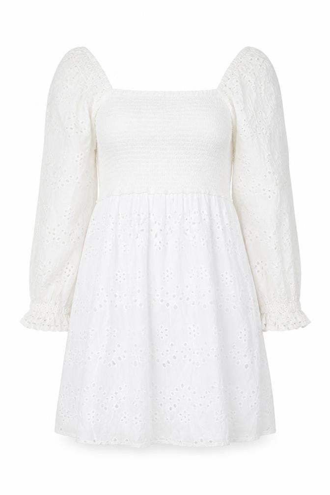 Rebbelion Womens White Geometric Cotton Trapeze & Swing Size M Off the Shoulder Pullover