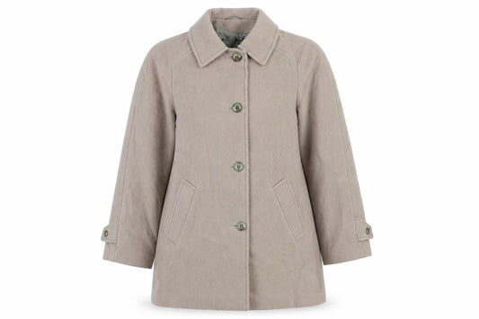 Front view of Debenhams women’s beige jacket, size UK 10, button