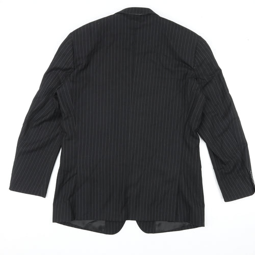 Skopes Mens Black Striped Polyester Jacket Suit Jacket Size 40 Regular