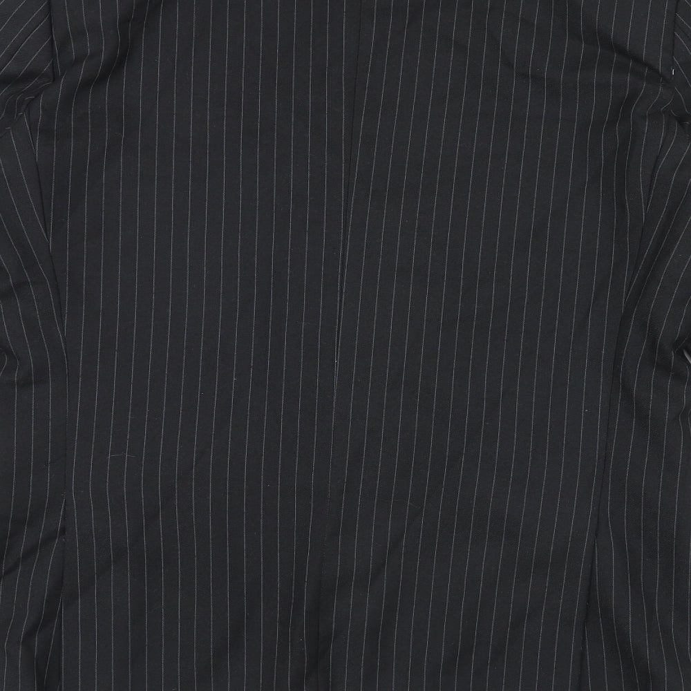 Skopes Mens Black Striped Polyester Jacket Suit Jacket Size 40 Regular