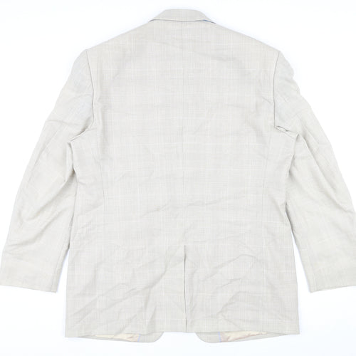 Bugatti Mens Beige Plaid Wool Jacket Suit Jacket Size 54 Regular