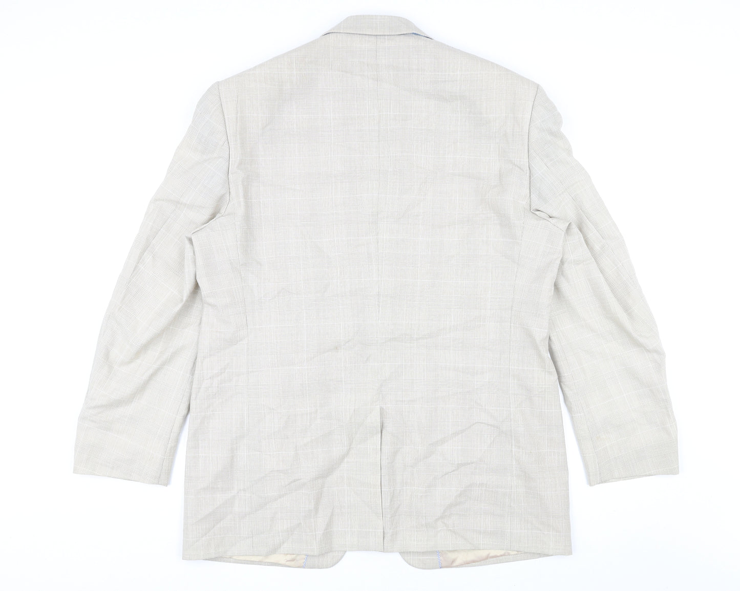 Bugatti Mens Beige Plaid Wool Jacket Suit Jacket Size 54 Regular