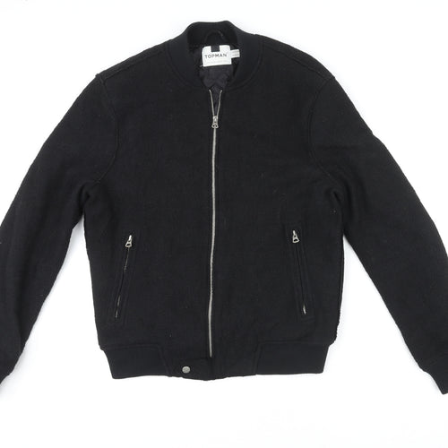 Topman Mens Black Jacket Size S Zip