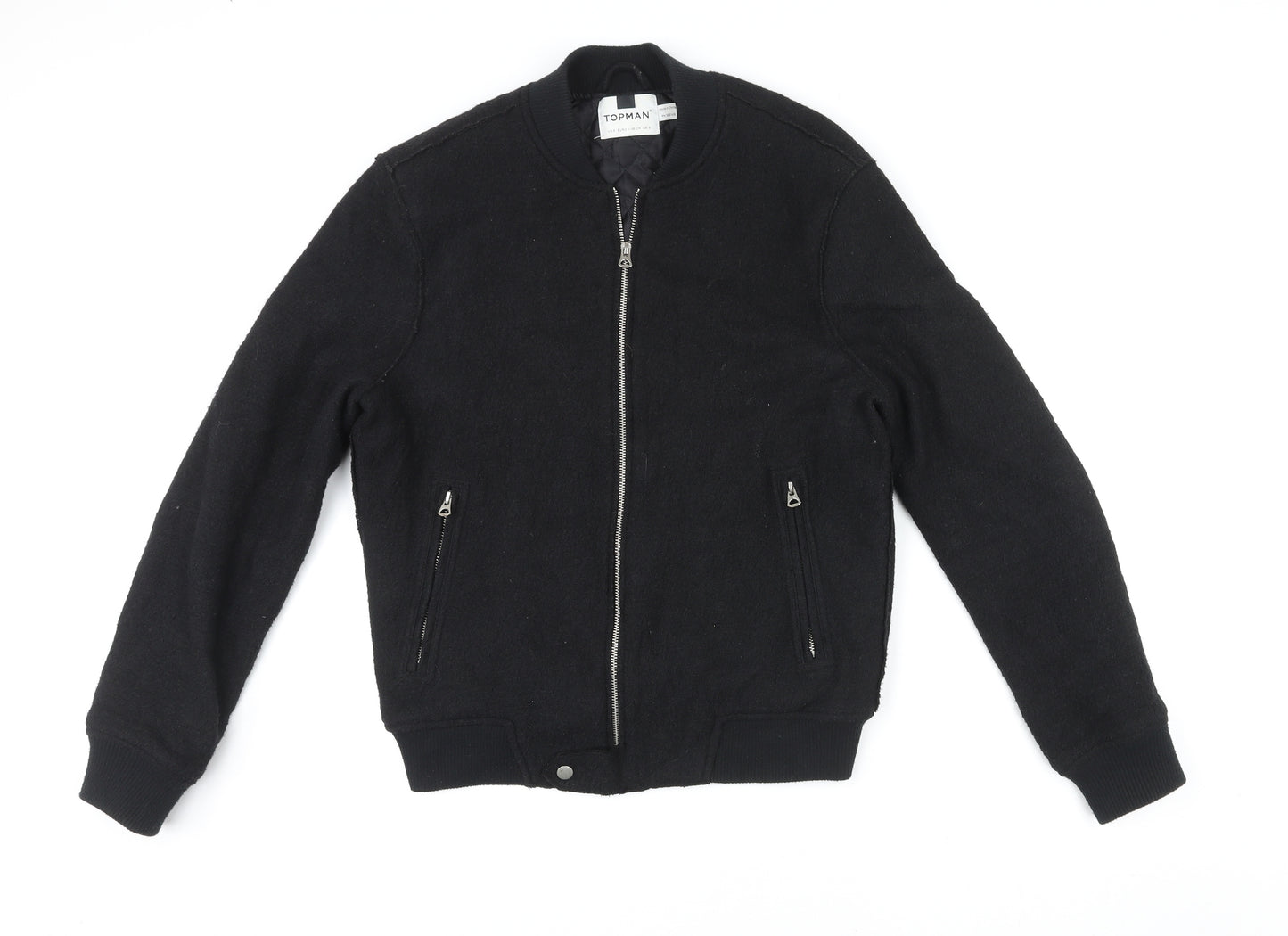 Topman Mens Black Jacket Size S Zip