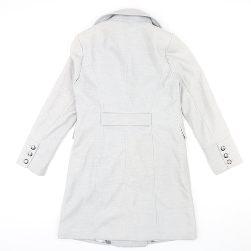 Wallis Womens Grey Pea Coat Coat Size 10 Button
