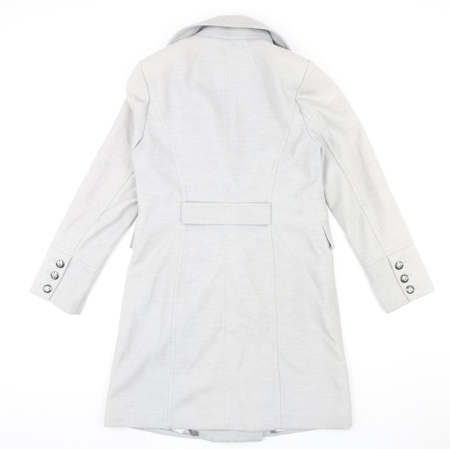 Wallis Womens Grey Pea Coat Coat Size 10 Button