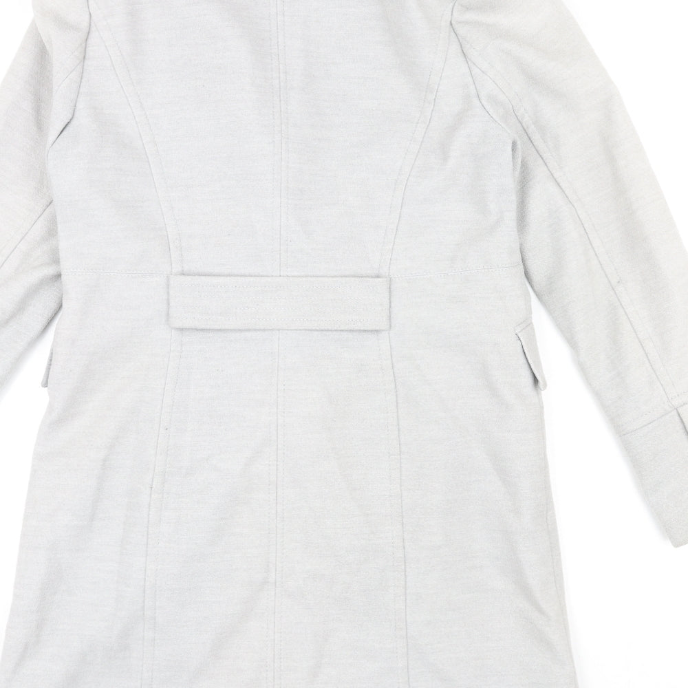 Wallis Womens Grey Pea Coat Coat Size 10 Button