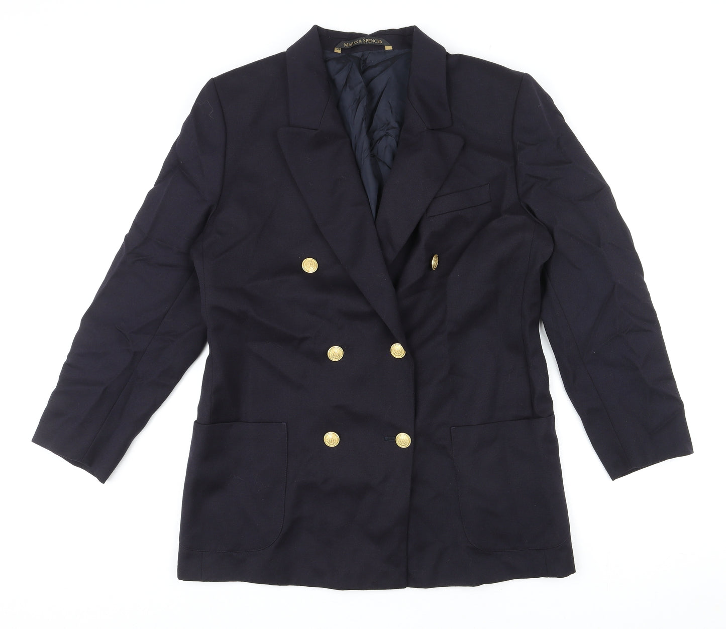 St Michael Womens Blue Jacket Blazer Size 16 Button