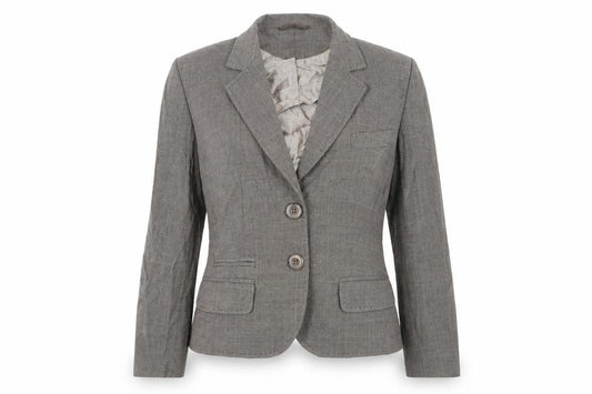 Front view of Next women’s brown geometric jacket blazer, size UK 10, button