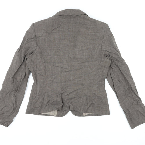 NEXT Womens Brown Geometric Jacket Blazer Size 10 Button