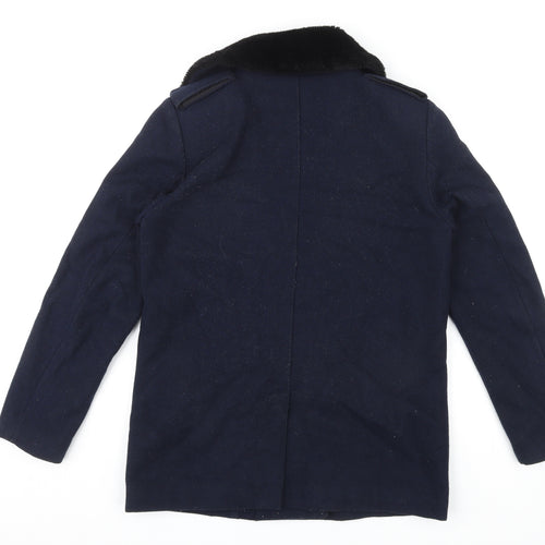 H&M Womens Blue Biker Jacket Size 8 Zip