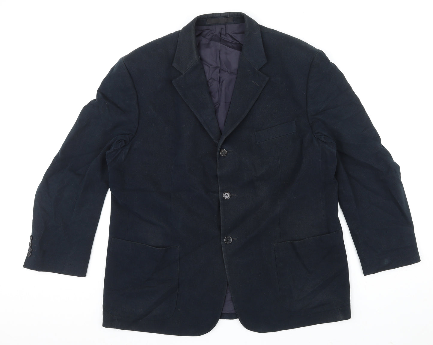 Marks and Spencer Mens Blue Cotton Jacket Blazer Size 46 Regular