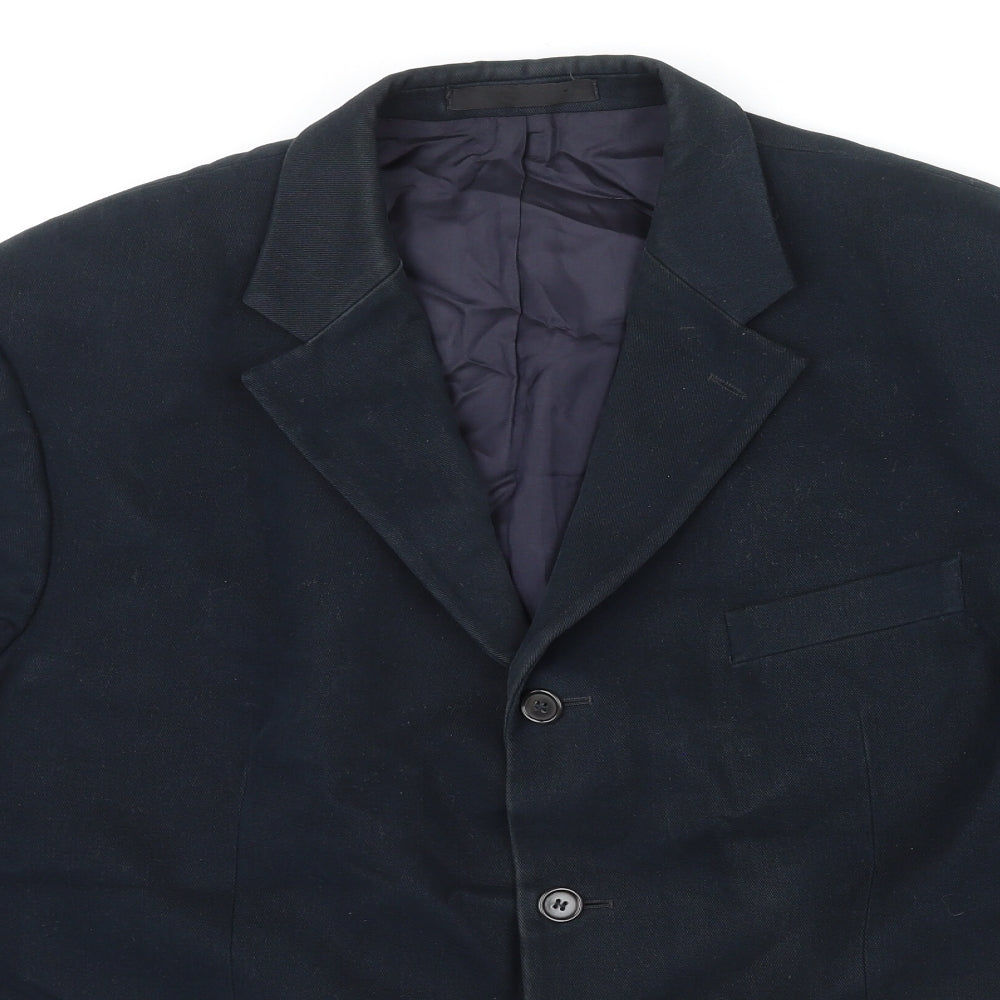 Marks and Spencer Mens Blue Cotton Jacket Blazer Size 46 Regular