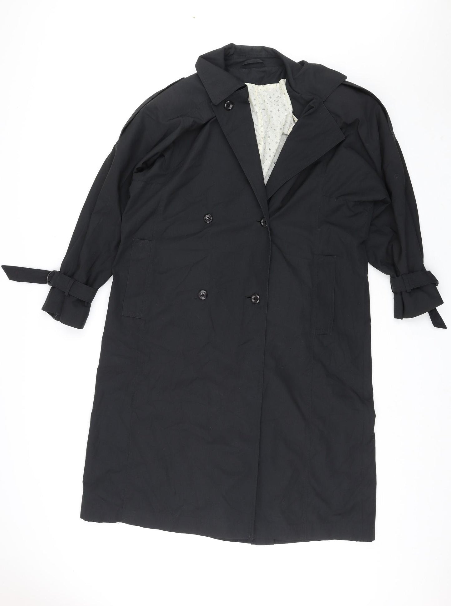 C&A Womens Black Rain Coat Coat Size 12 Button