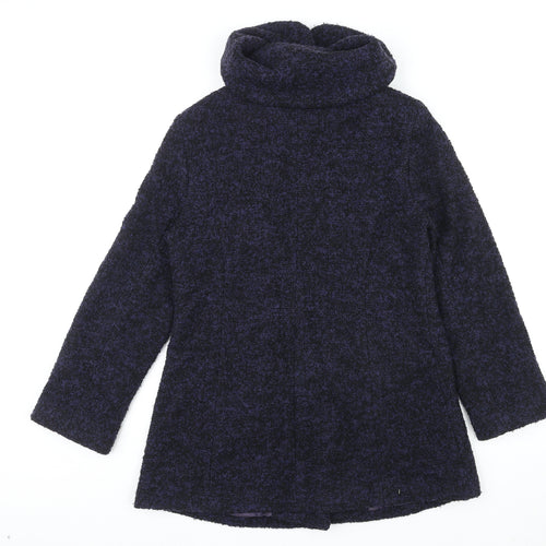 Debenhams Womens Blue Geometric Overcoat Coat Size 12 Button